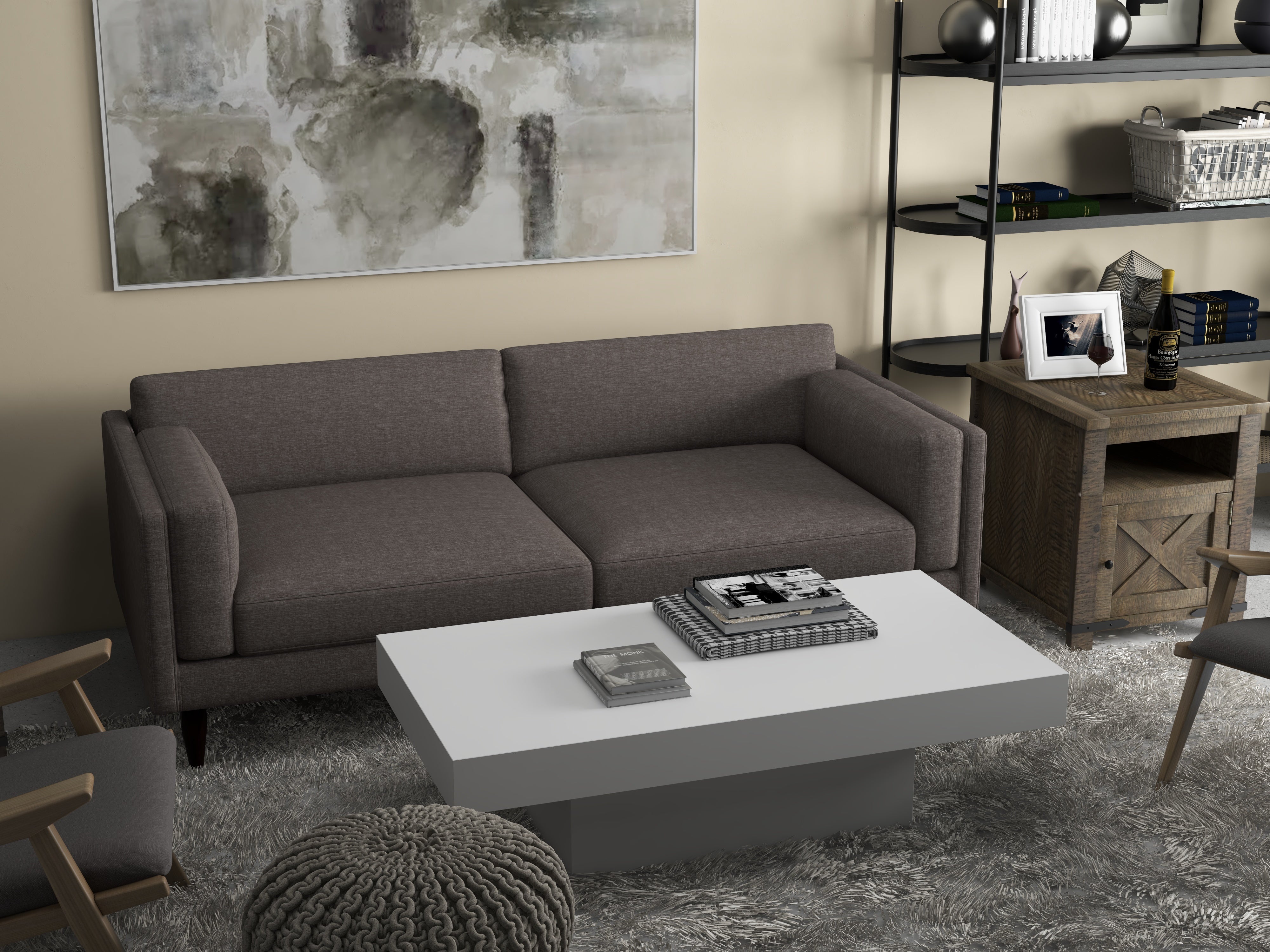 Davis Modern Wide Arm Cushion Couch - What A Room