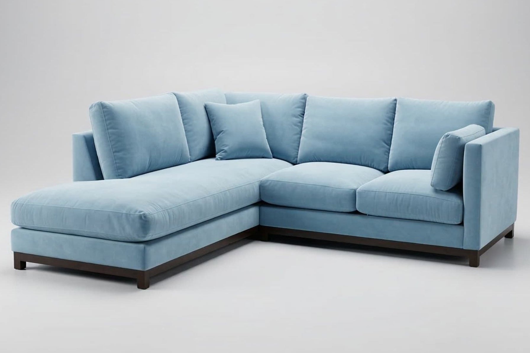 Clearance Florida L Bumper Sectional in Bella Skylight with down cushions from What a  room