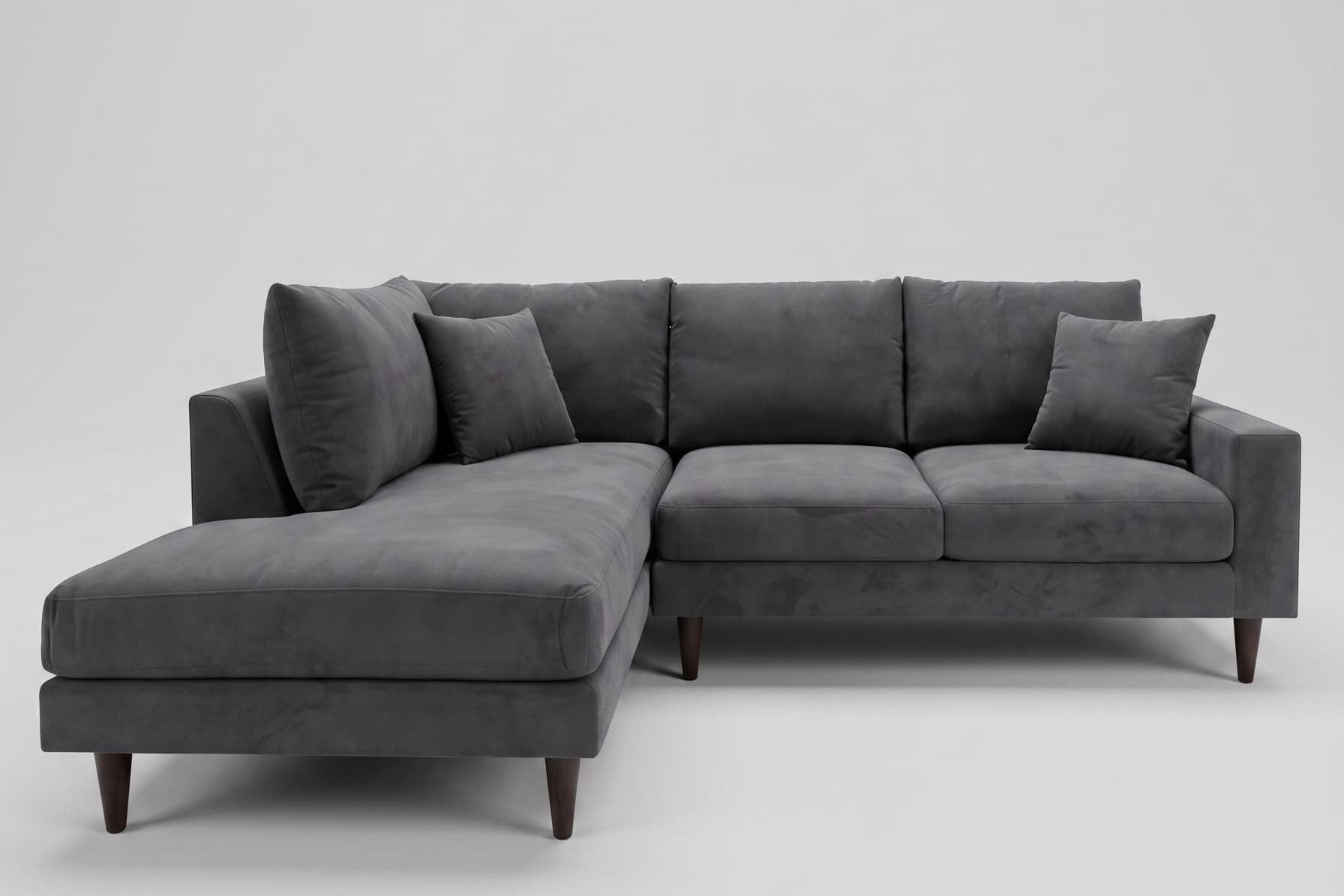 Clearance-Alex Sofa Bumper chaise at what a room in bella asphalt