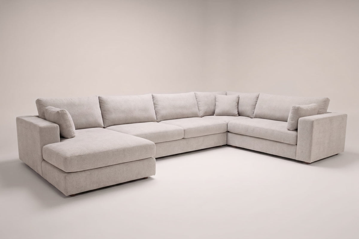 Daphne- U sectional in Elliot Oyster on Clearance