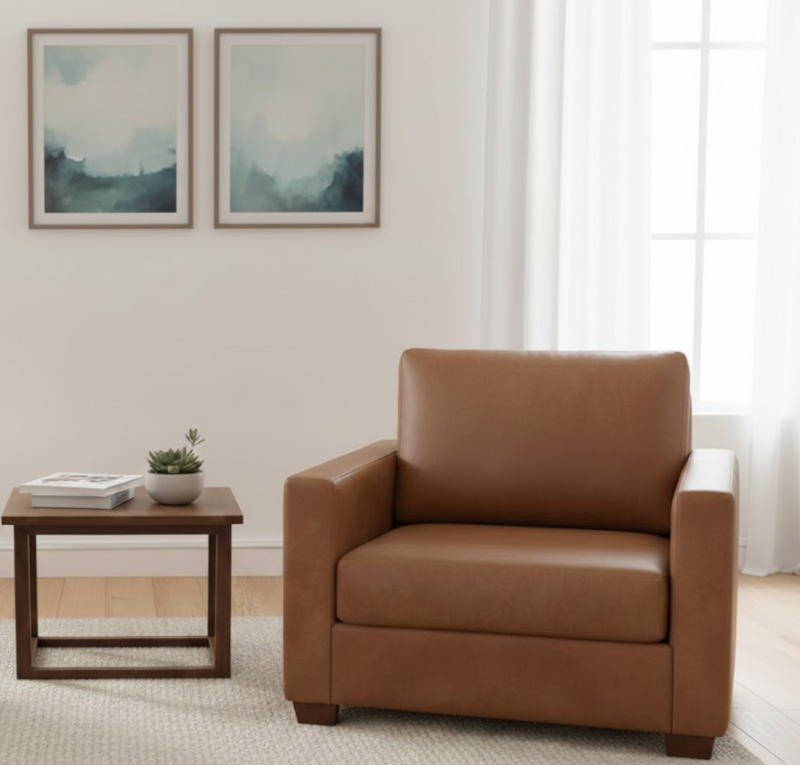 Clearance - Custom Genuine Italian Leather Chairs-Dante Walnut - 40'' x 35''