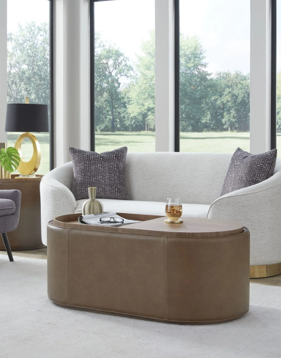 Yeal Leather Upholstered Storage Coffee Table with Wooden Tray Top and Casters - What A Room