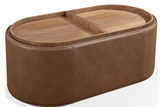 Yeal Leather Upholstered Storage Coffee Table with Wooden Tray Top and Casters - What A Room