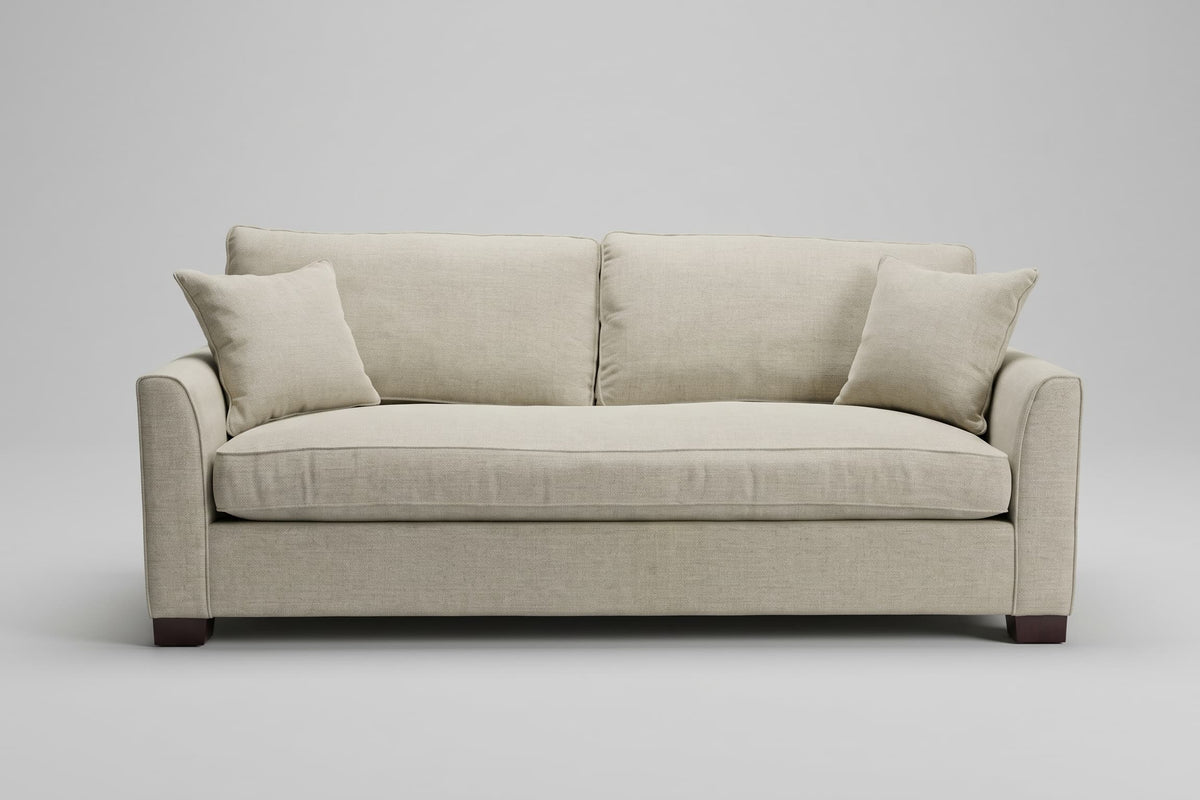 Clearance Sofa in Trillium and in Eliiot Camel