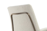Jade Upholstered Dining Chair in Cottage Cheese Boucle and Brushed Nickel Metal (Set of 2) - What A Room