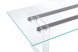 Moorea Double Pedestal Rectangular Dining Table in Clear Acrylic, Glass and Bronze Metal - What A Room