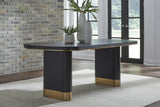 Doheny Wood and Metal Oval Dining Table in Black and Brass - What A Room