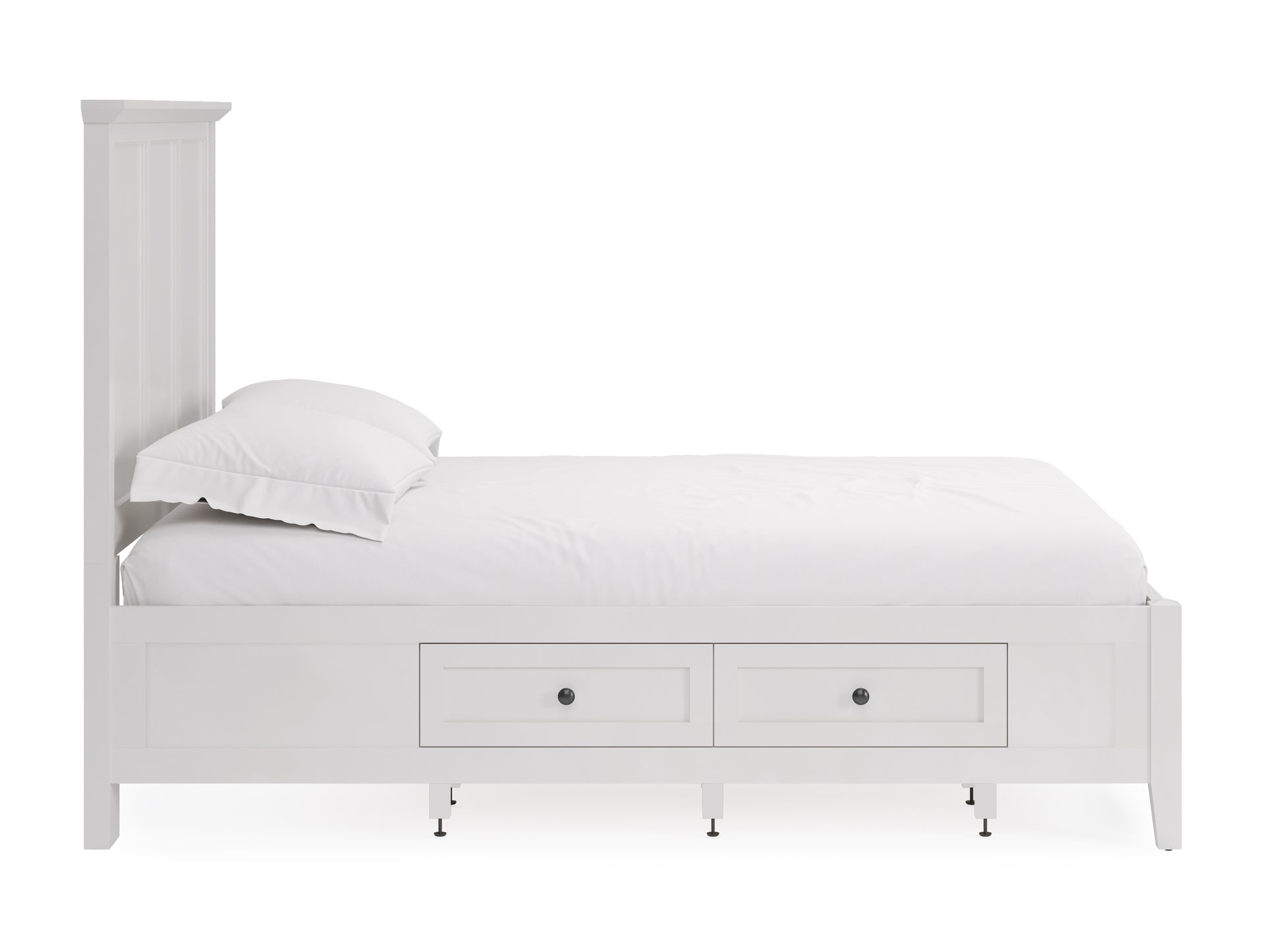 Grace Four Drawer Platform Storage Bed in Snowfall White - What A Room