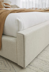 Louis Upholstered Platform Bed in Natural Linen - What A Room