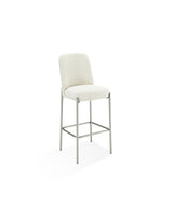 Dion Upholstered Bar Stool in Natural Light Linen and Brushed Nickel Metal - What A Room