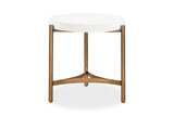 Lyon Round White Concrete and Metal Side Table - What A Room