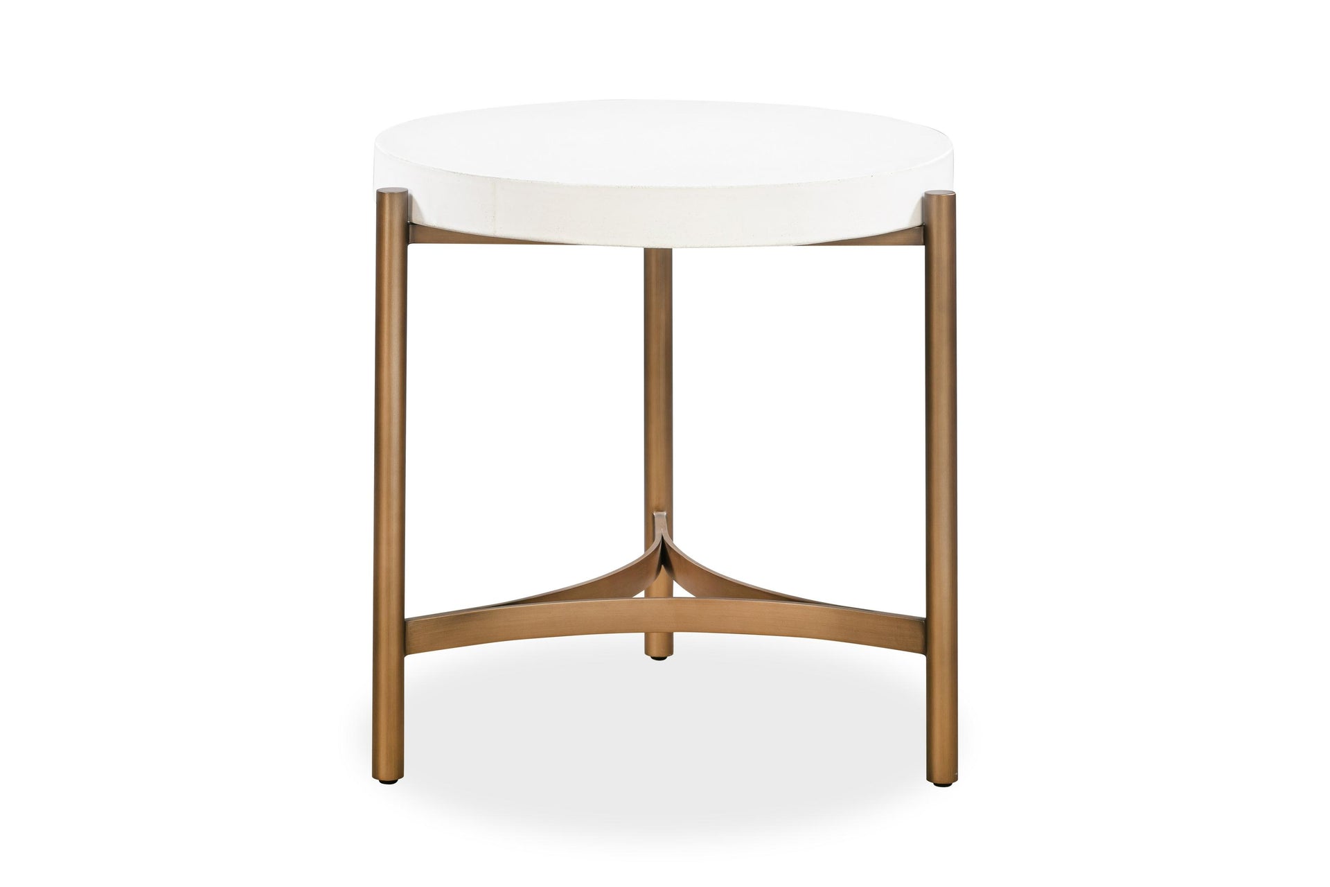 Lyon Round White Concrete and Metal Side Table - What A Room
