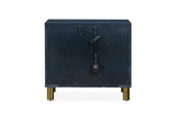 Argento Two Drawer USB Charging Nightstand in Navy Blue and Burnished Brass - What A Room