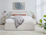 Off-White Upholstered Platform Bed in Ricotta Boucle - What A Room