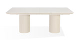 Cannon Stone Top Double Pedestal Extension Dining Table with Ivory Wood Base - What A Room