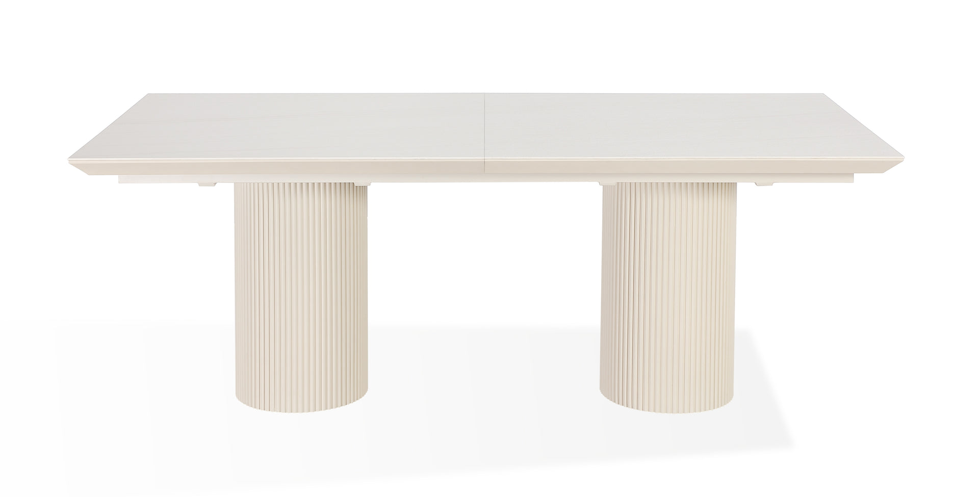 Cannon Stone Top Double Pedestal Extension Dining Table with Ivory Wood Base - What A Room