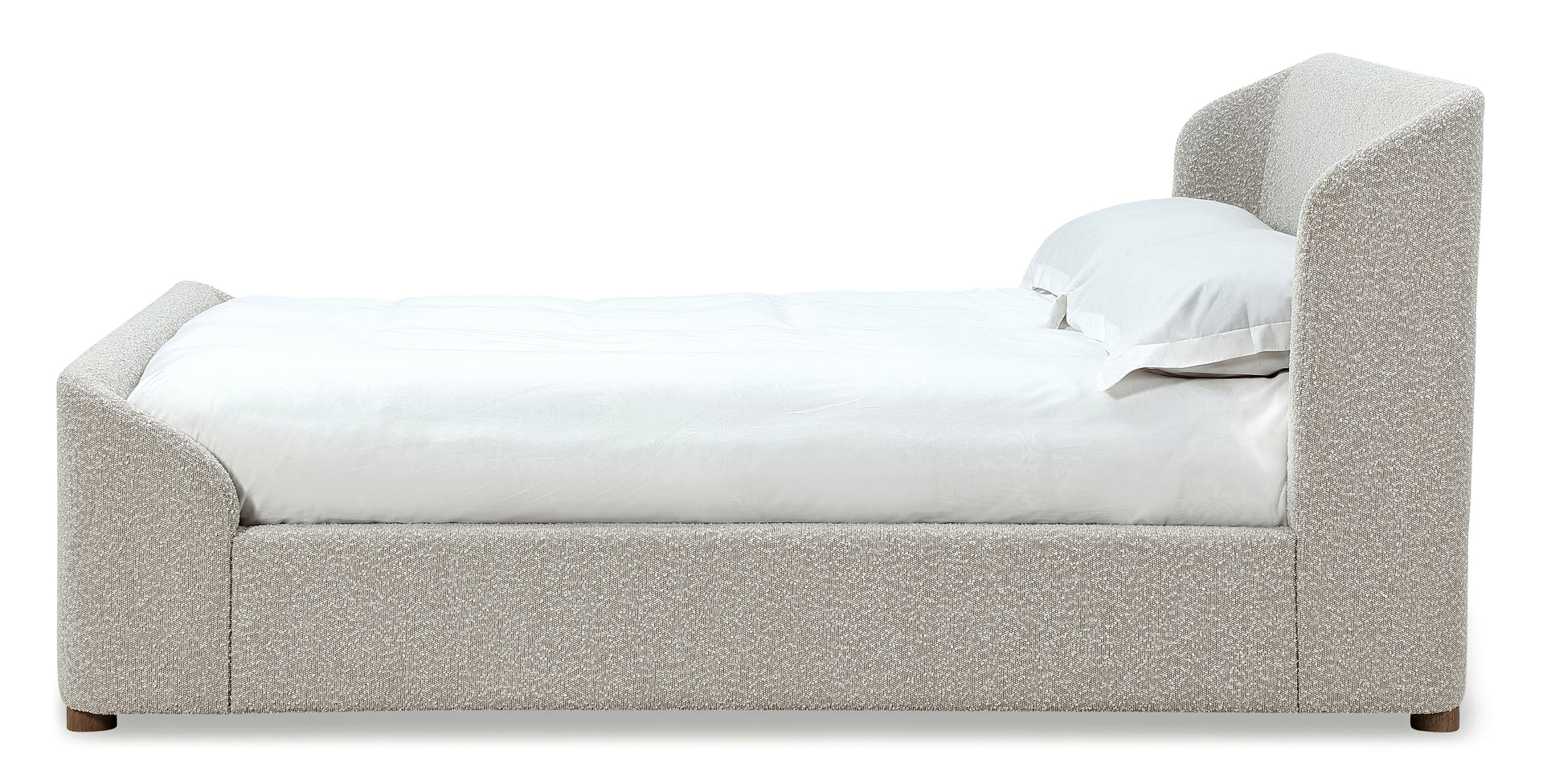 Kiki Upholstered Platform Bed in Cotton Ball Boucle - What A Room