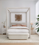 Rockford Upholstered Canopy Bed in Turtle Dove Linen - What A Room