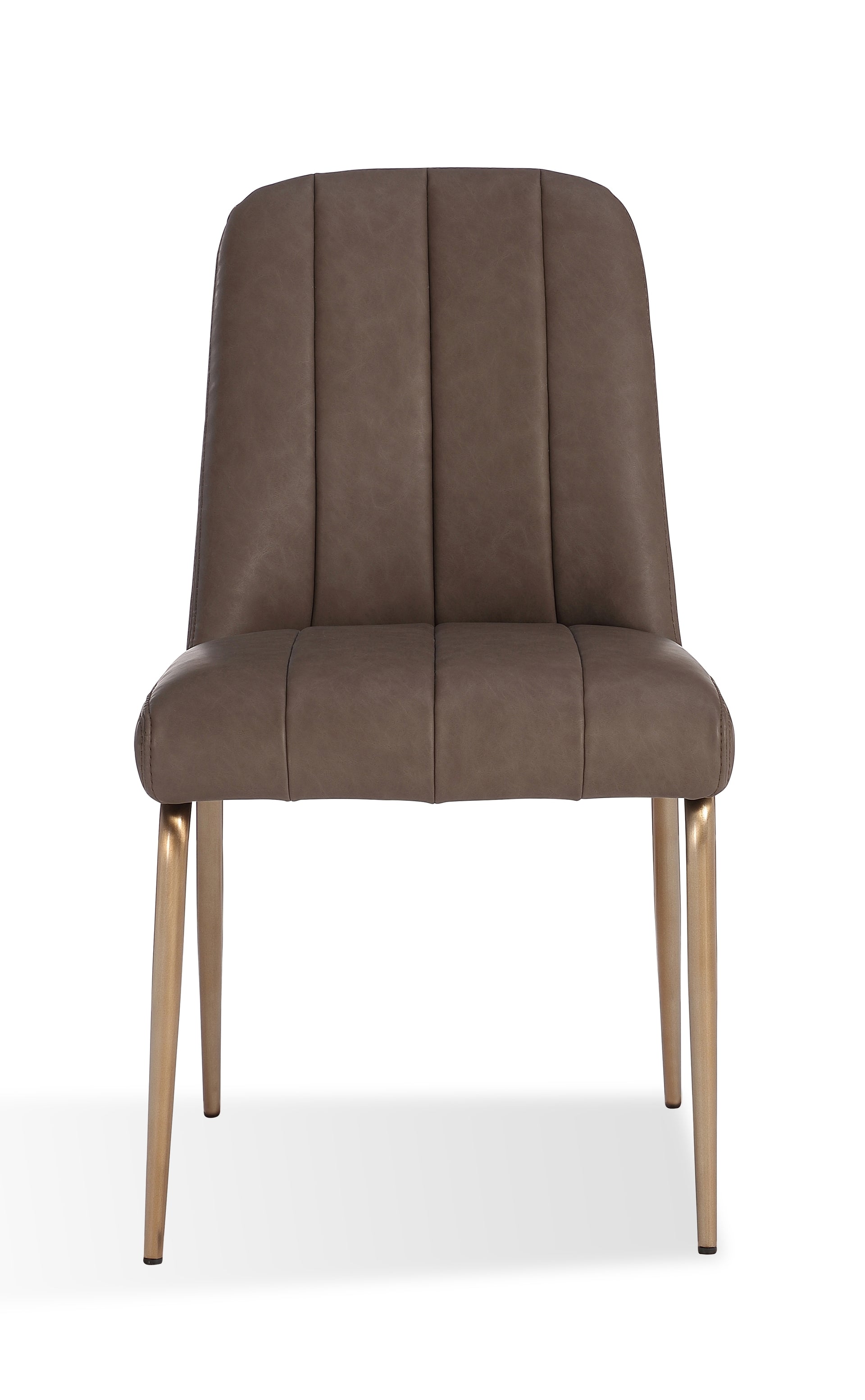 Apollo Upholstered Dining Chair in Cinnamon Synthetic Leather and Brushed Bronze Metal (Set of 2) - What A Room