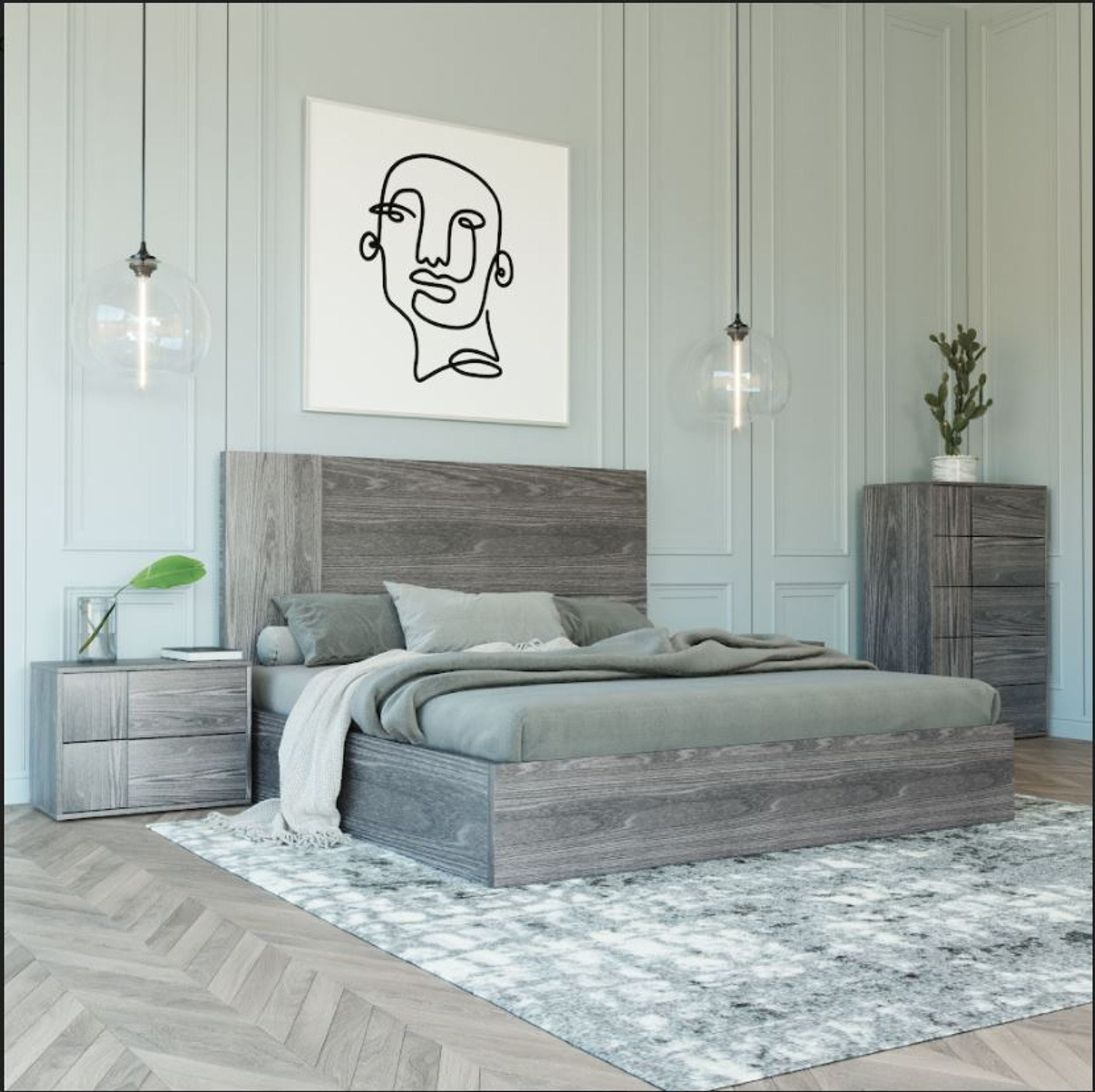 Nova Domus Asus - Italian Modern Elm Grey Bed - What A Room