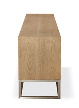 One Coastal Modern 84 inch TV Console in Brushed Stainless Steel and Bisque - What A Room