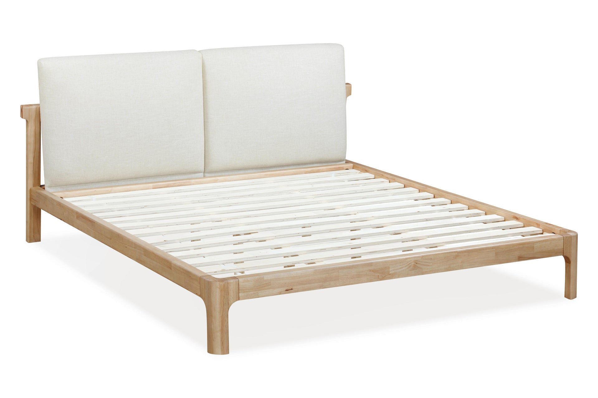 Furano Upholstered Two Cushion Platform Bed in Ginger and Natural Linen - What A Room