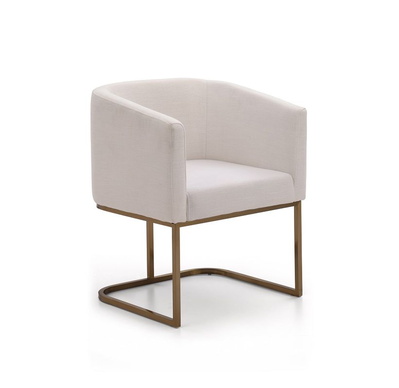 Modrest Yukon Modern White Fabric and Antique Brass Dining Chair - What A Room