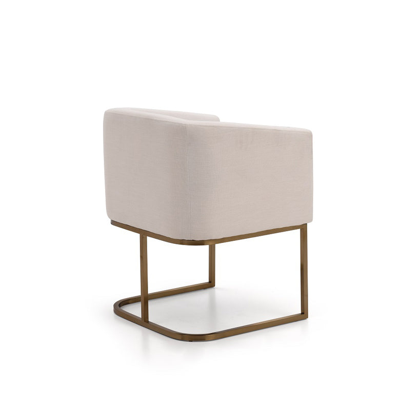 Modrest Yukon Modern White Fabric and Antique Brass Dining Chair - What A Room
