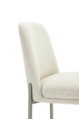 Dion Upholstered Counter Stool in Natural Light Linen and Brushed Nickel Metal - What A Room