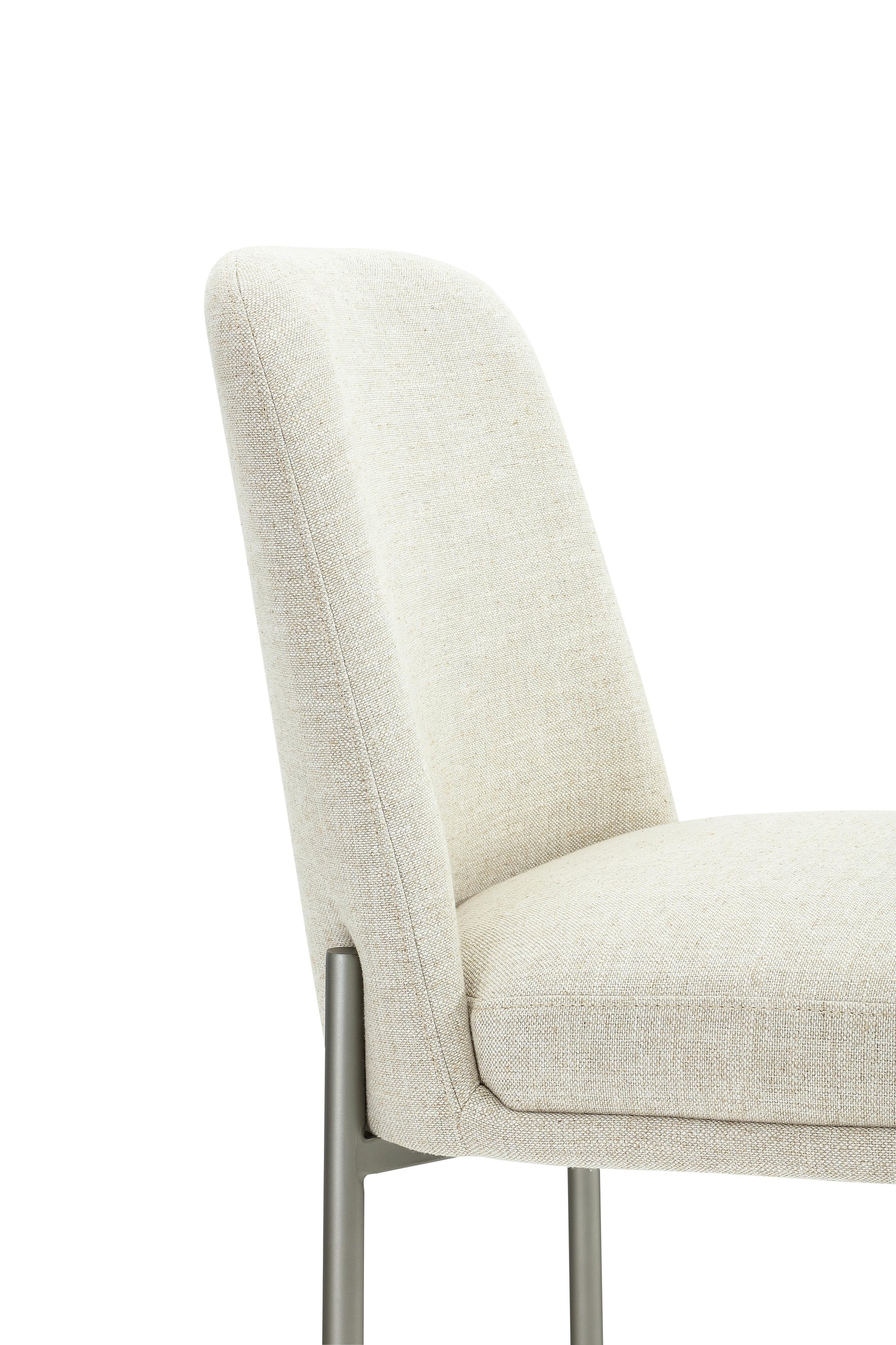 Dion Upholstered Counter Stool in Natural Light Linen and Brushed Nickel Metal - What A Room