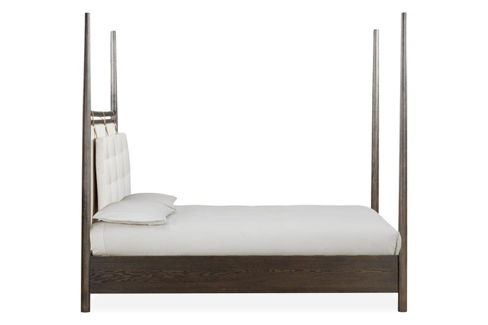 Rockport Upholstered Poster Bed in Yin and Turtle Dove Linen - What A Room