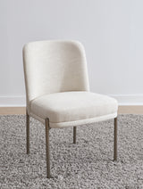 Dion Upholstered Dining Chair in Natural Light Linen and Brushed Nickel Metal (Set of 2) - What A Room