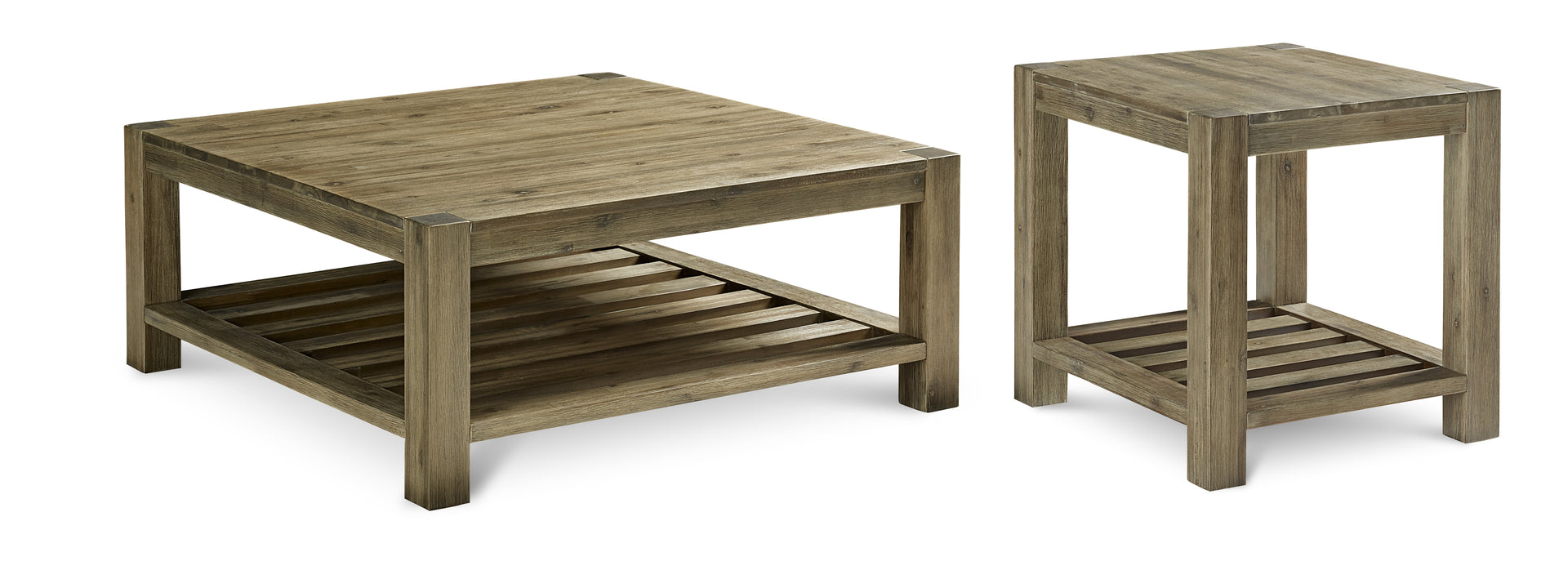 Canyon Solid Wood Rectangular End Table in Washed Grey - What A Room