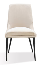 Winston Upholstered Metal Leg Dining Chair in Cream and Black (Set of 2) - What A Room