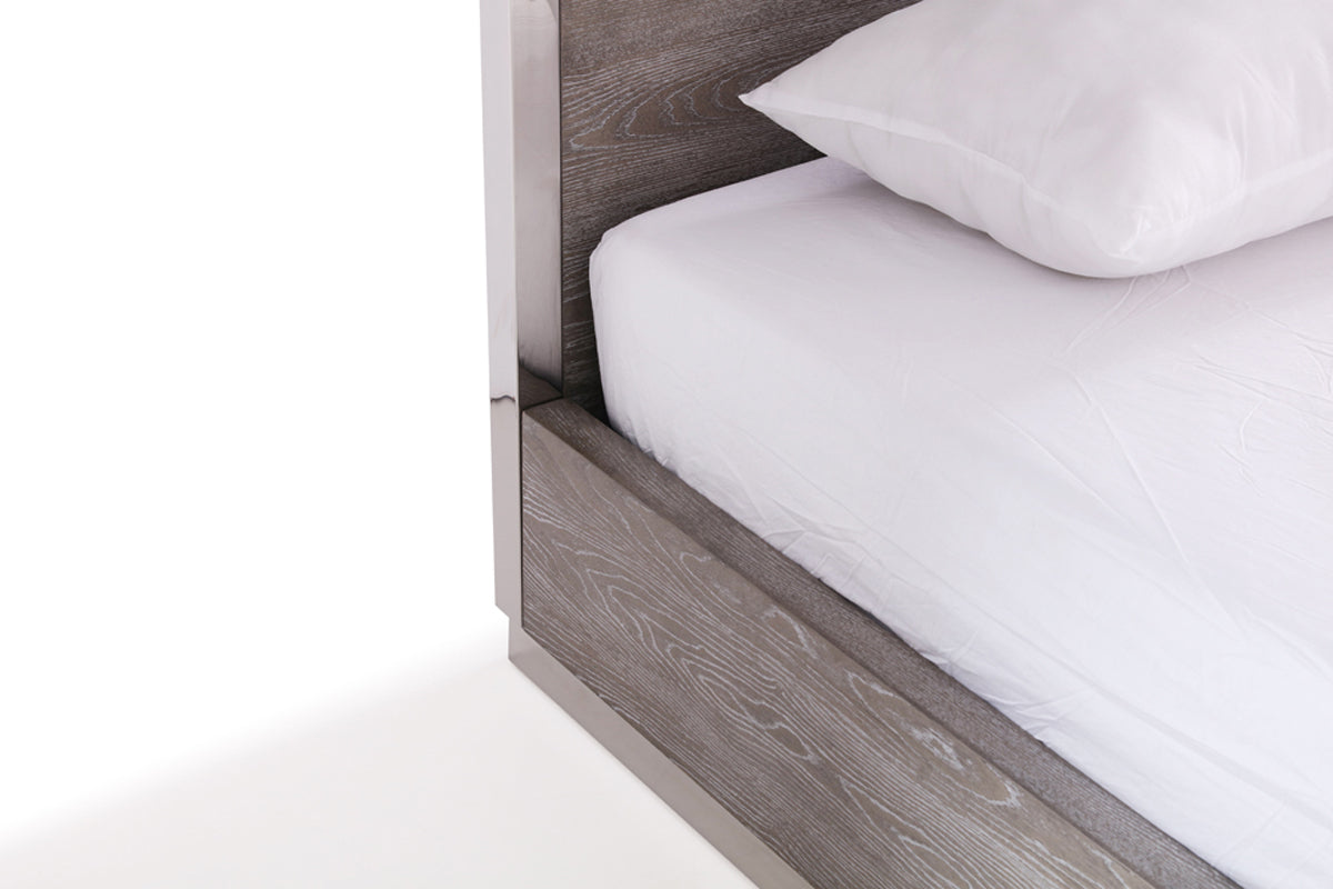 Modrest Arlene Modern Grey Elm & Stainless Steel Canopy Bed - What A Room
