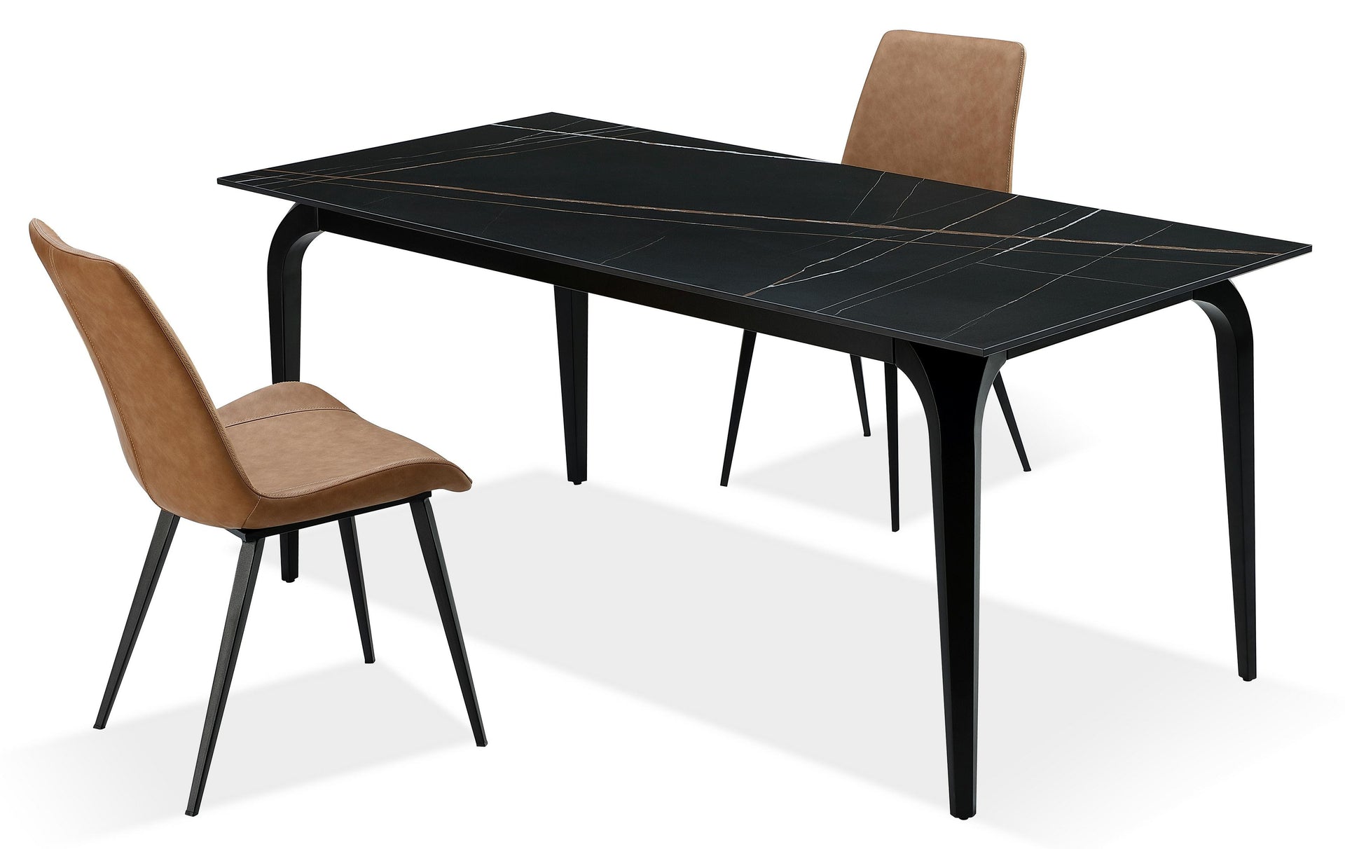 Nicoya Upholstered Dining Chair in Buckskin Synthetic Leather and Black (Set of 2) - What A Room