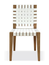 One Woven Leather and Solid Wood Dining Side Chair in White and Bisque (Set of 2) - What A Room