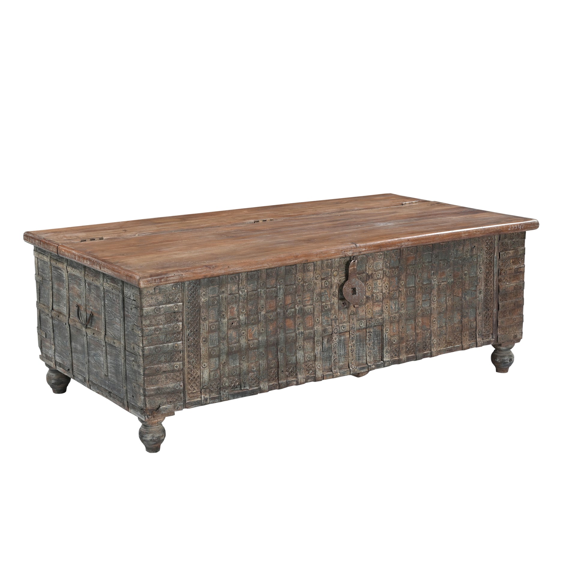 Antique Coffee Table Trunk with Metal Straps - What A Room