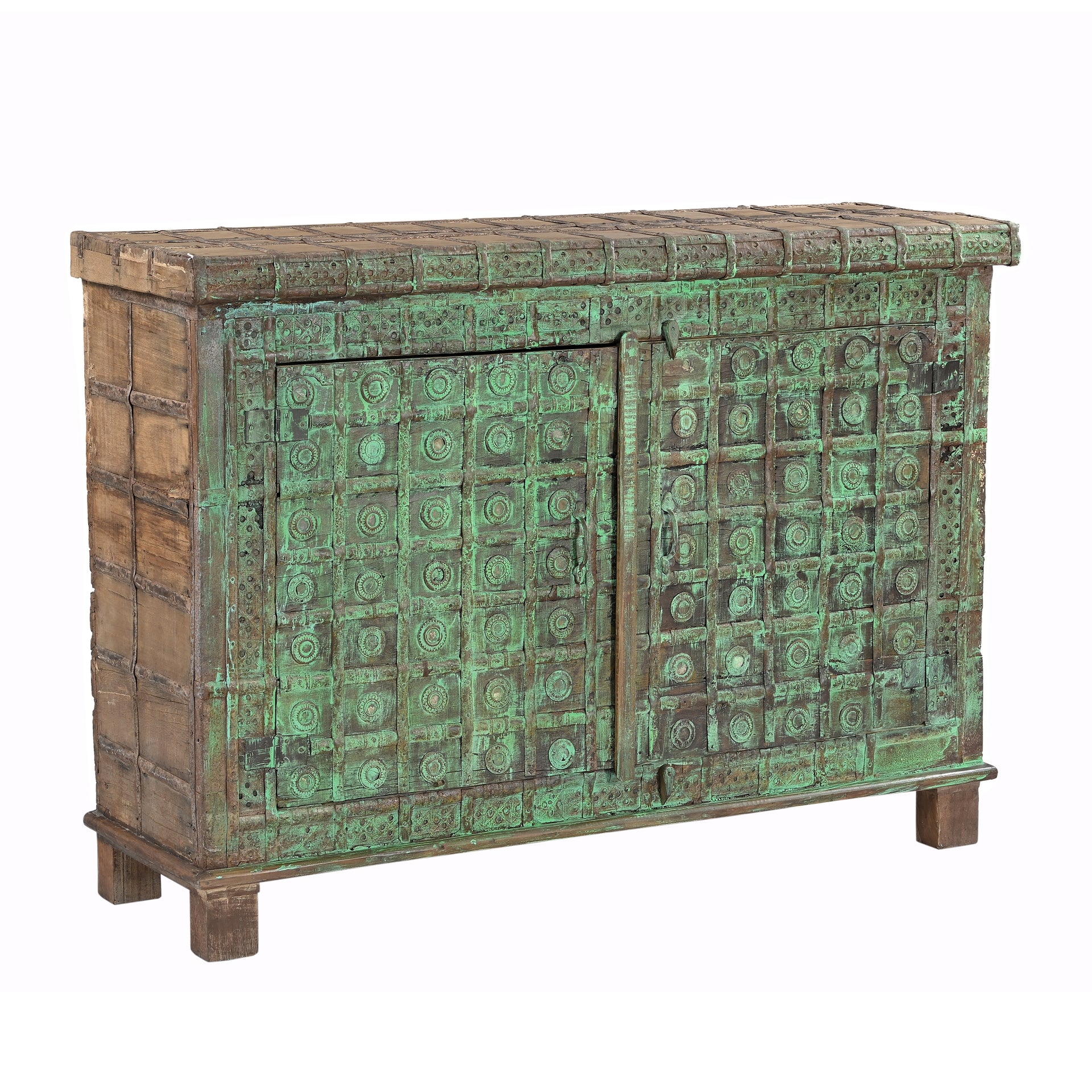 Antique Console Trunk with Metal Straps - What A Room