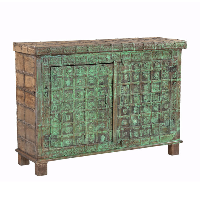 Antique Console Trunk with Metal Straps - What A Room