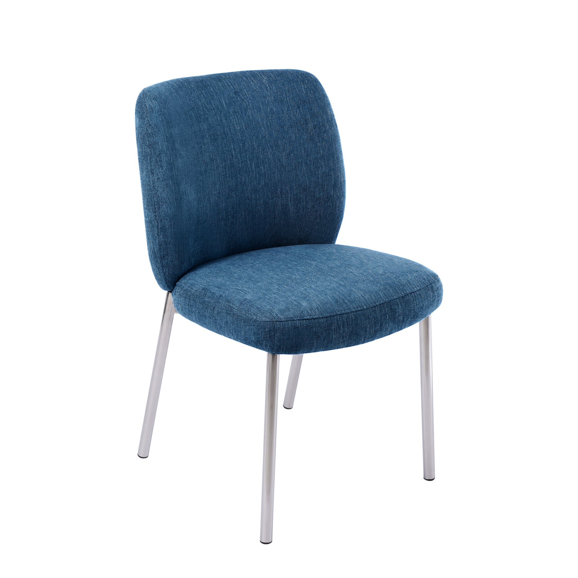 Fomo Chenille-upholstered Stainless Steel Base Dining Chair in Azure (Set of 2) - What A Room