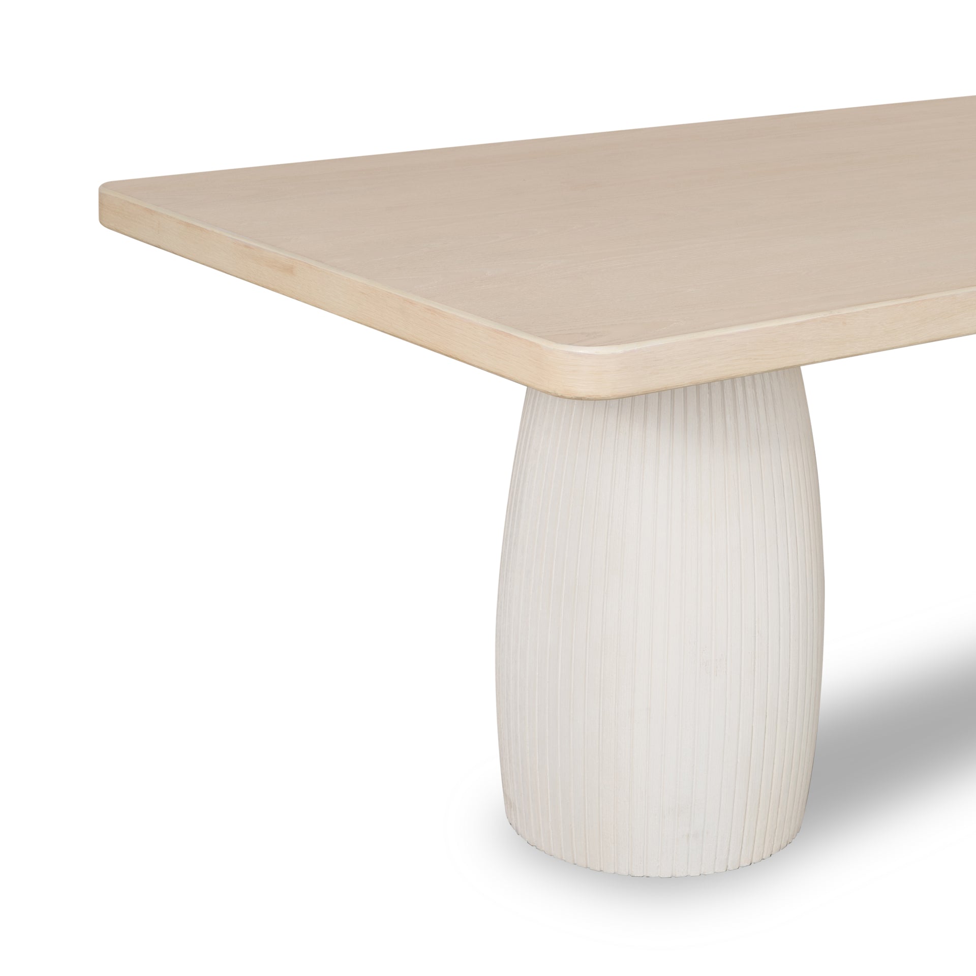 Zinnia Plaster Base Wood Top Dining Table in White Sand and Ivory - What A Room
