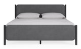 Elora Wood and Velvet Upholstered Bed in Jet and Charcoal - What A Room
