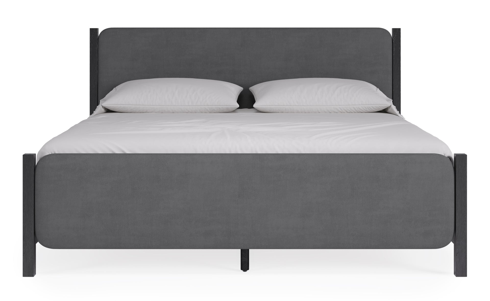 Elora Wood and Velvet Upholstered Bed in Jet and Charcoal - What A Room