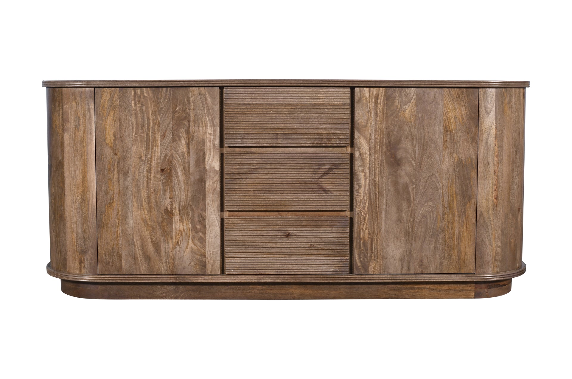 Liyana Solid Wood Three Drawer Two Door Sideboard in Natural Tan - What A Room