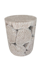 One Teak Slice Round End Table in Bleached Teak - What A Room