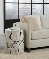 One Teak Slice Round End Table in Bleached Teak - What A Room