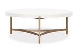 Lyon Round White Concrete and Metal Coffee Table - What A Room