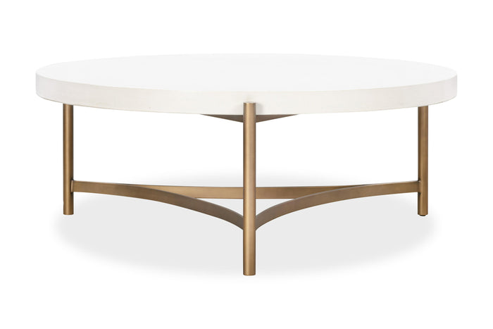 Lyon Round White Concrete and Metal Coffee Table - What A Room