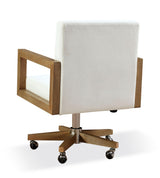One Wood Frame Home Office Chair in Solid Wood and White Canvas - What A Room